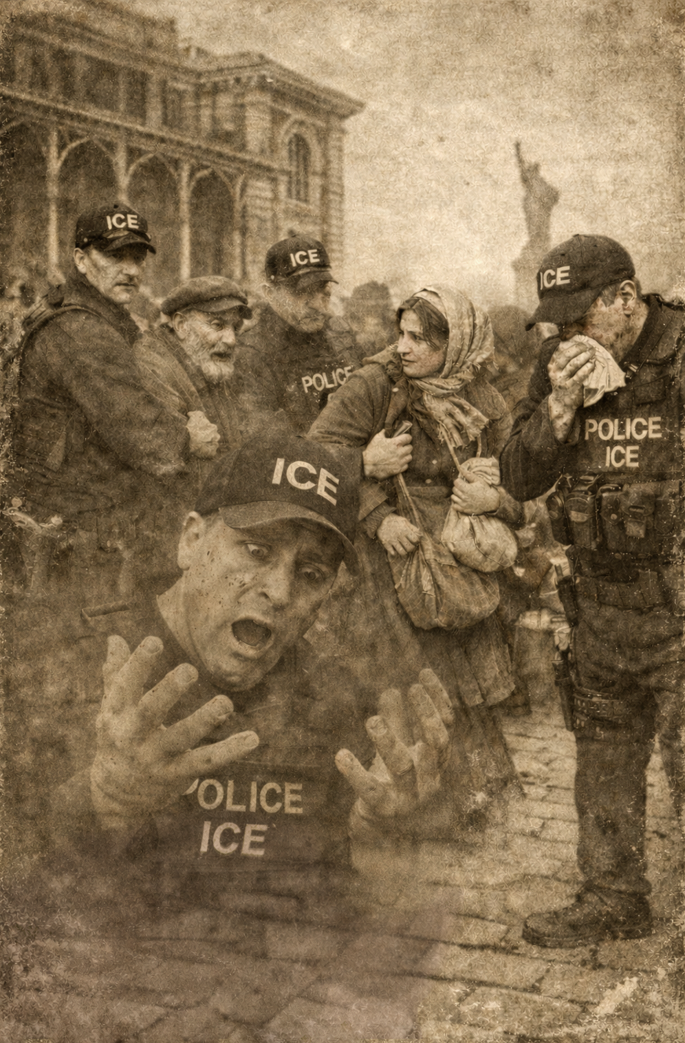 TO REACH INSANE QUOTAS, ICE AGENTS TRAVEL BACK IN TIME TO KIDNAP PEOPLE ENTERING ELLIS ISLAND